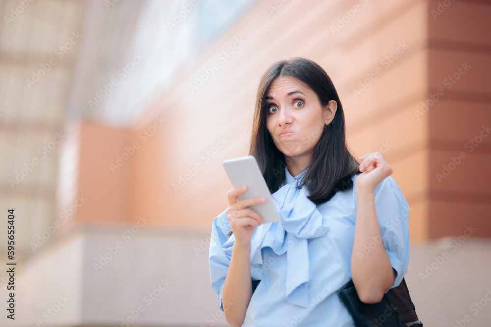 Unhappy Woman Receiving Odd Text Message Unhappy Woman Receiving Odd Text Message