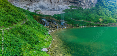 Liusha waterfall near Dehang Miao village, Hunan province, China photo