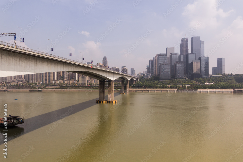 Huanghuayuan Bridge over Jialing river in Chongqing, China