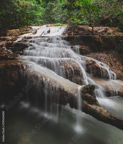 Beautiful waterfall at Erawan national park  Thailand. Panorama