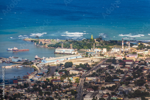 Aerial view of a port in Puerto Plata, Dominican Republic