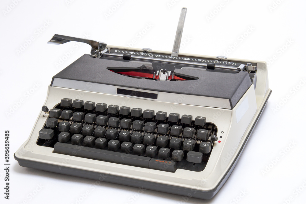 Closeup shot of a 90s journalist portable typewriter used in major news  stations Stock Photo | Adobe Stock