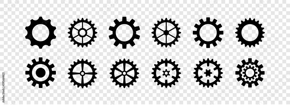 Gear wheel icon set. Simple Gear wheel collection. Cogwheel. Gear icons. Vector - obrazy, fototapety, plakaty 