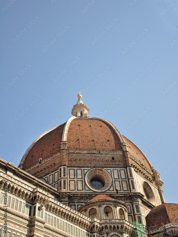 The magnificent dome of the basilica in Florence  said to be the largest dome. The dome is an architectural achievement and known for it's beauty.