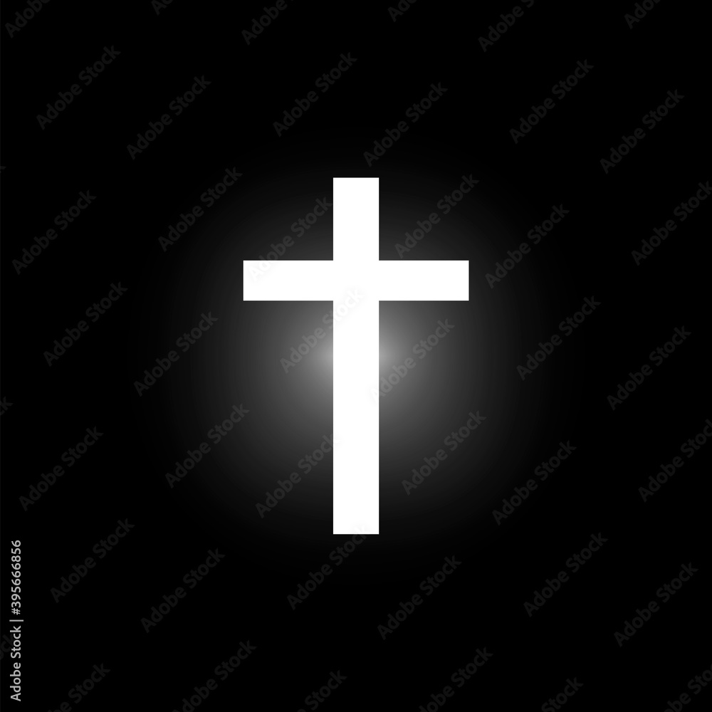 Glowing cross on a black background. Symbol of Christianity. Shining symbol  of Christmas. Stock image. EPS 10. Stock Vector | Adobe Stock