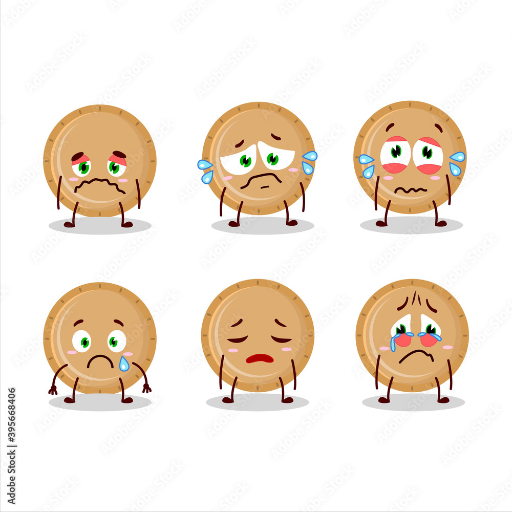 Plastic plate cartoon character with sad expression Plastic plate cartoon character with sad expression