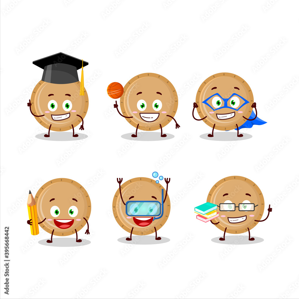 School student of plastic plate cartoon character with various expressions