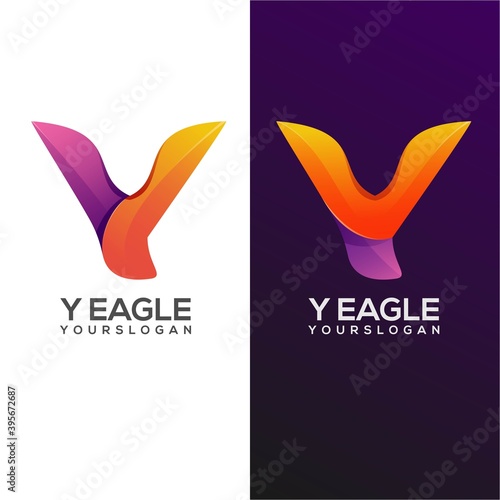 Y lettet with eagle sign design vector colorful logo photo