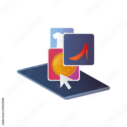 Free Download online shopping, mobile money accessory and clothes icon isolated design - GFXLoad
