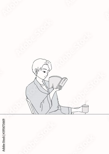 Wallpaper Mural read book with coffee Torontodigital.ca