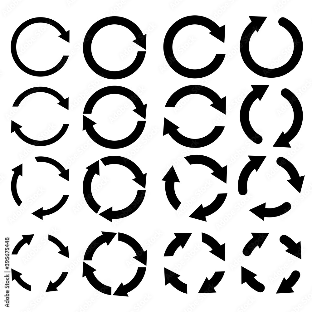 Arrow icon. Cursor sign. set of circular arrows. Pointer icon symbol. Stock image. EPS 10.