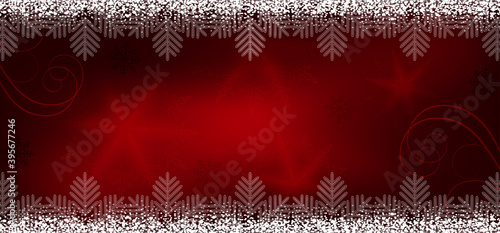 Christmas composition in a red shade, a set of snowflakes, imitation of white snow