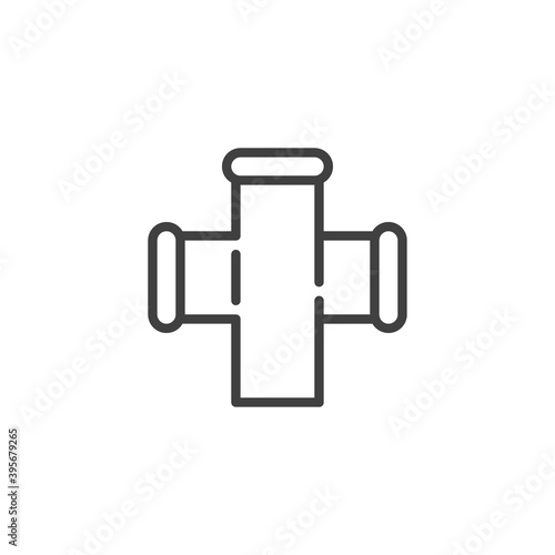 Water piping system line icon. linear style sign for mobile concept and web design. Pvc pipe fitting outline vector icon. Plumbing symbol, logo illustration. Vector graphics