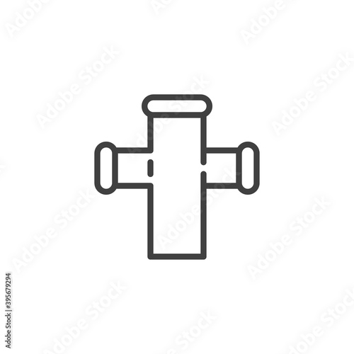 Water piping system line icon. linear style sign for mobile concept and web design. Pvc pipe fitting outline vector icon. Plumbing symbol, logo illustration. Vector graphics