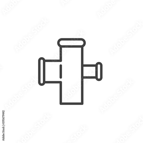 Pvc sewer pipe line icon. linear style sign for mobile concept and web design. Plastic pipe fitting outline vector icon. Symbol, logo illustration. Vector graphics