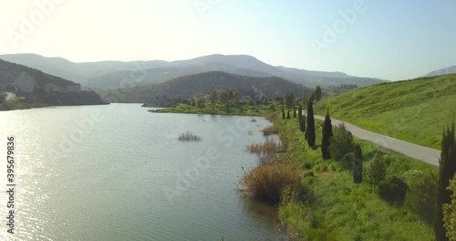Aerial of Germasogeia dam in Limassol, Cyprus