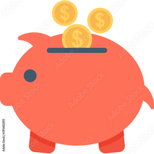 
Piggy Bank Flat Vector Icon
