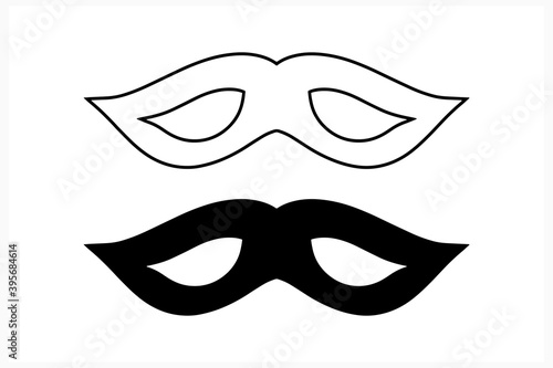 Doodle carnival mask set isolated on white. Coloring page book. Sketch vector stock illustration. EPS 10
