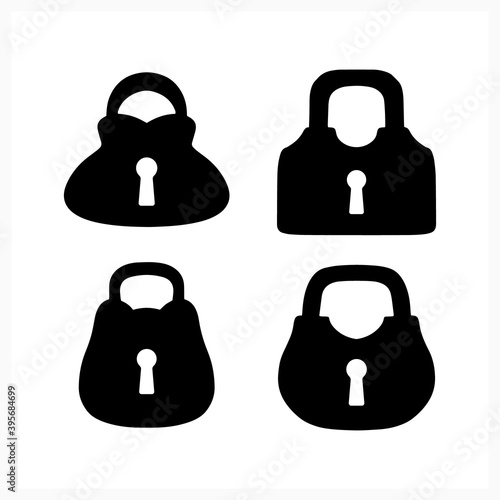 Stencil lock set icon isolated on white. Vector stock illustration. EPS 10