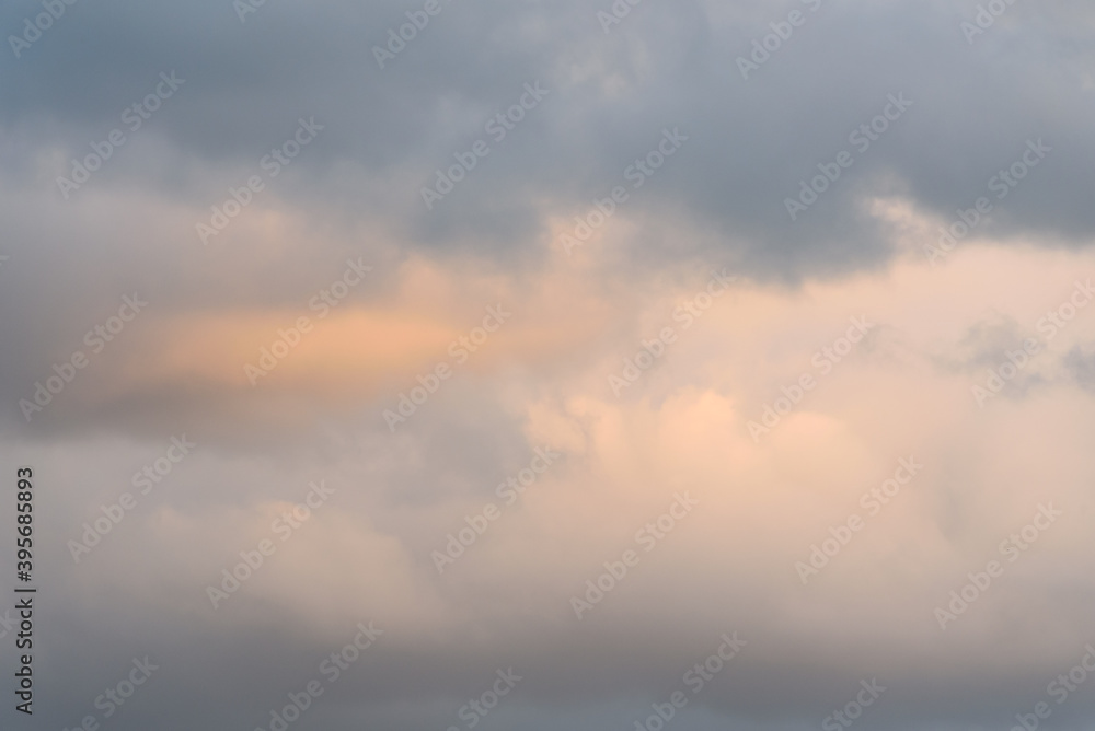 Stormy cloudy sky in shades of gray as a nature background
