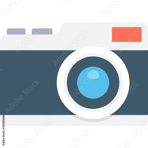 
Camera, photographic equipment icon in flat style 
