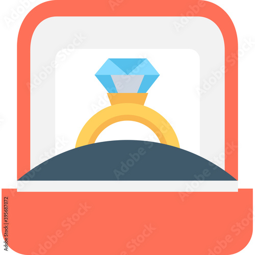 
A precious diamond wedding ring in flat icon vector
