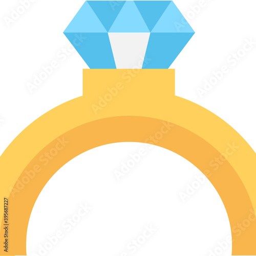 
A precious diamond ring in flat icon vector
