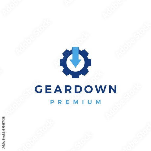 gear down arrow logo vector icon illustration