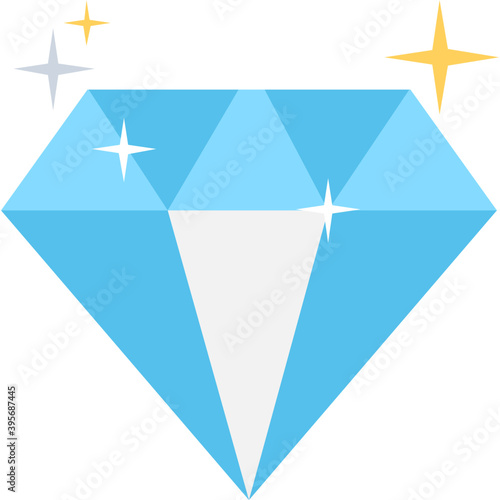 
Bright shine gemstone, precious diamond flat icon
