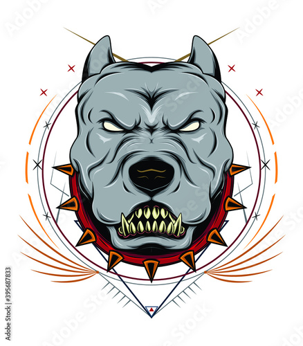 American Staffordshire Terrier. Pitbull head mascot design.