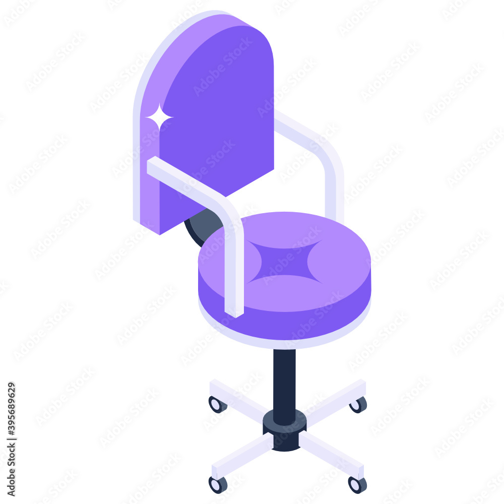 Revolving seat, isometric icon of office chair
Revolving seat, isometric icon of office chair