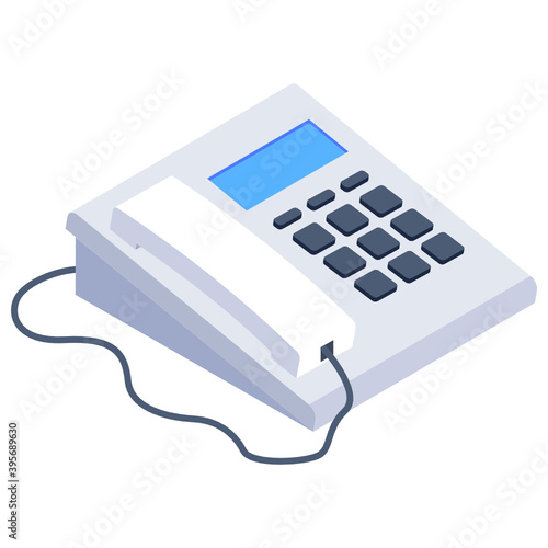 
A vector design of landline, isometric icon of vintage telephone 
