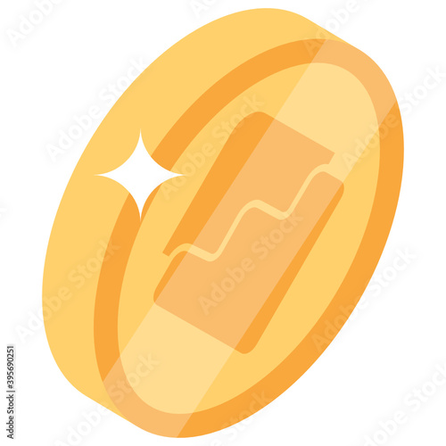 
Ethereum coin icon in isometric style 
