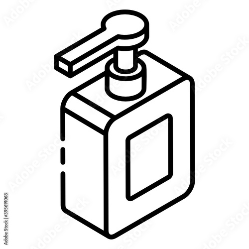 
Hand sanitizer dispenser icon in glyph isometric style 
