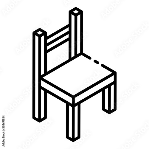 
School chair icon in modern glyph isometric style 
