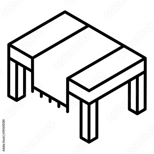 
Glyph isometric icon of wooden desk, office table 
