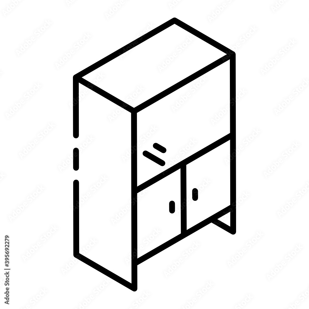 Office cabinet icon in glyph isometric style
Office cabinet icon in glyph isometric style