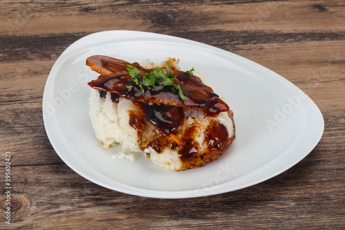 Rice with duck breast in Unagi sauce