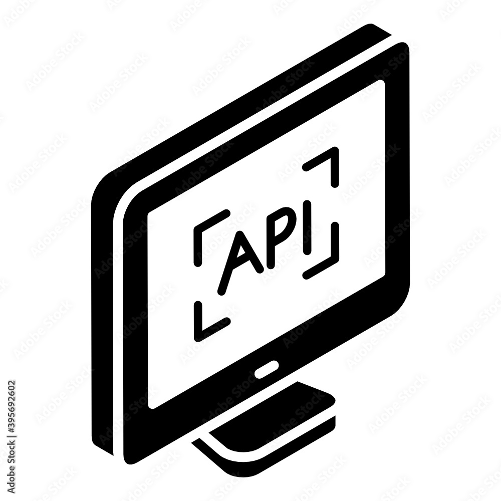 Icon of api system interface in glyph isometric style Icon of api system interface in glyph isometric style