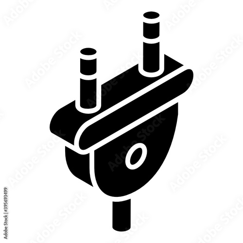
A glyph isometric design of electric plug icon
