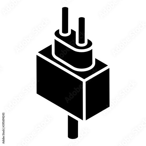 
A glyph isometric design of computer plug icon
