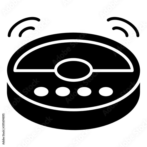 
Carpet or drapers cleaning electric device, glyph isometric of smart vacuum 
