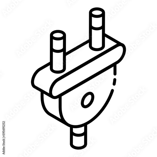 
A glyph isometric design of electric plug icon
