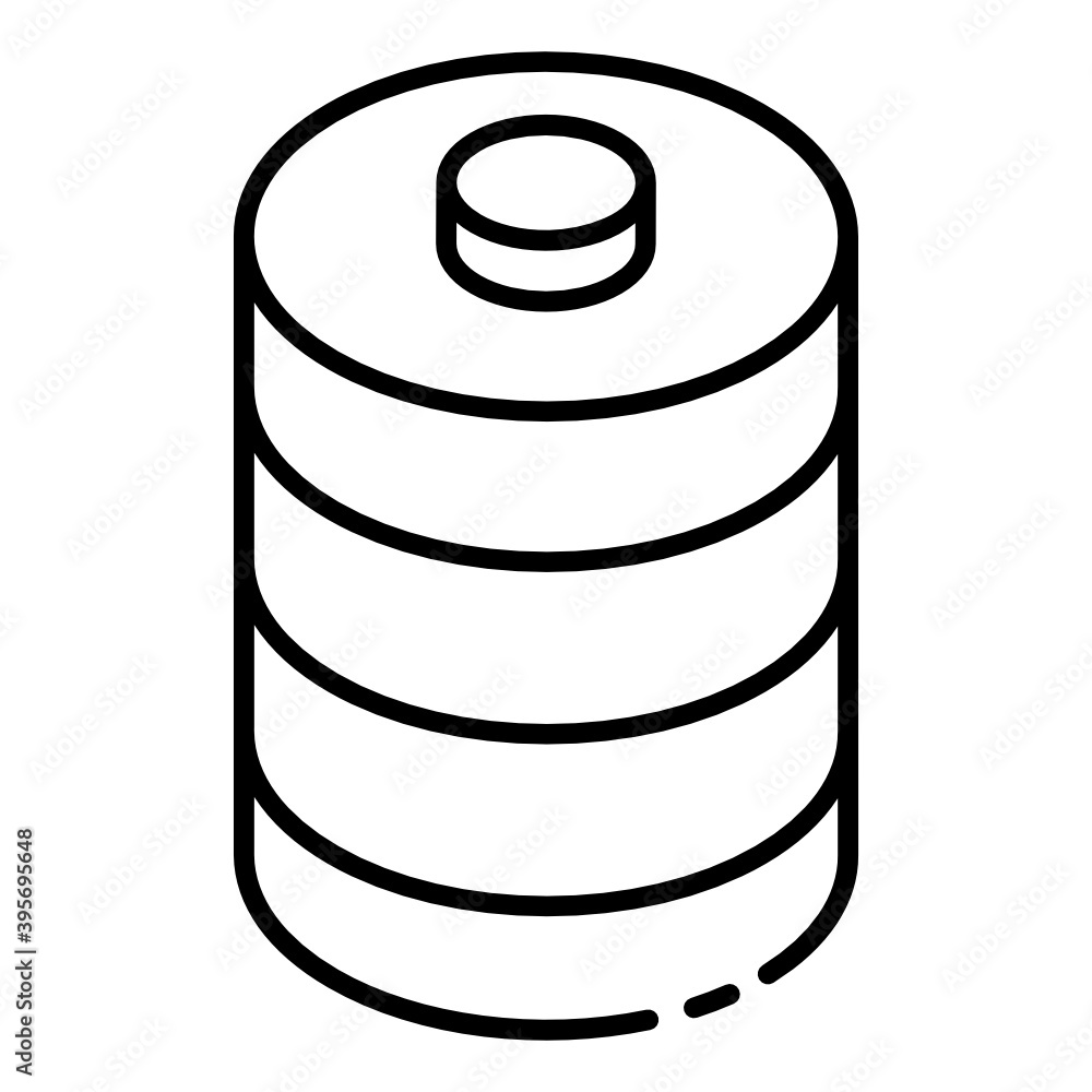 
Rechargeable battery cell icon in glyph isometric design 
