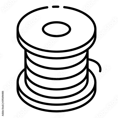 
Coil reel, glyph isometric icon of wire spool 
