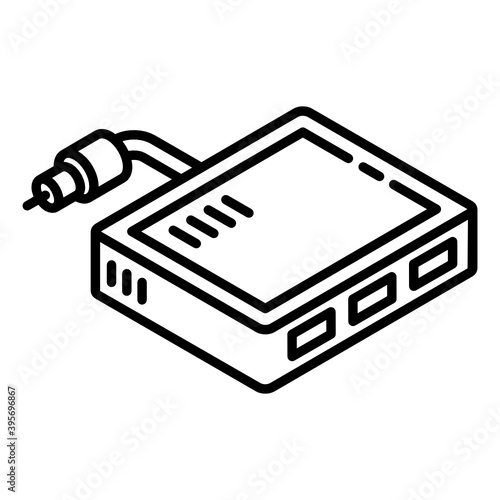 
An icon design of hub in glyph isometric style 
