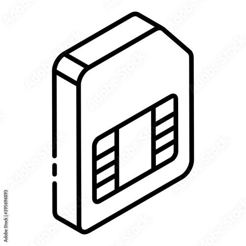 
Glyph isometric vector of subscriber identification module, network data card 
