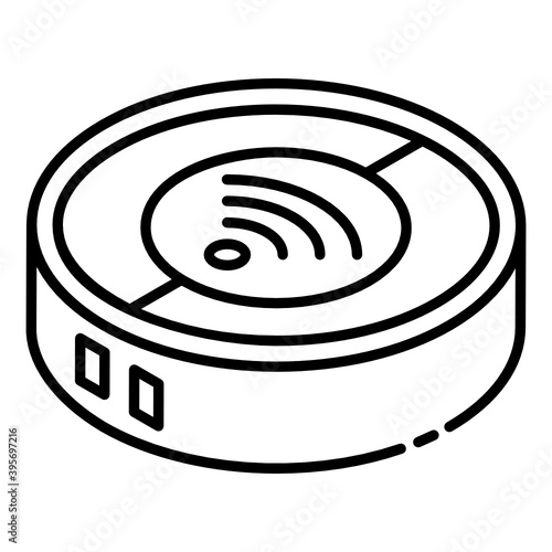 
Carpet or drapers cleaning electric device, glyph isometric of robot vacuum 

