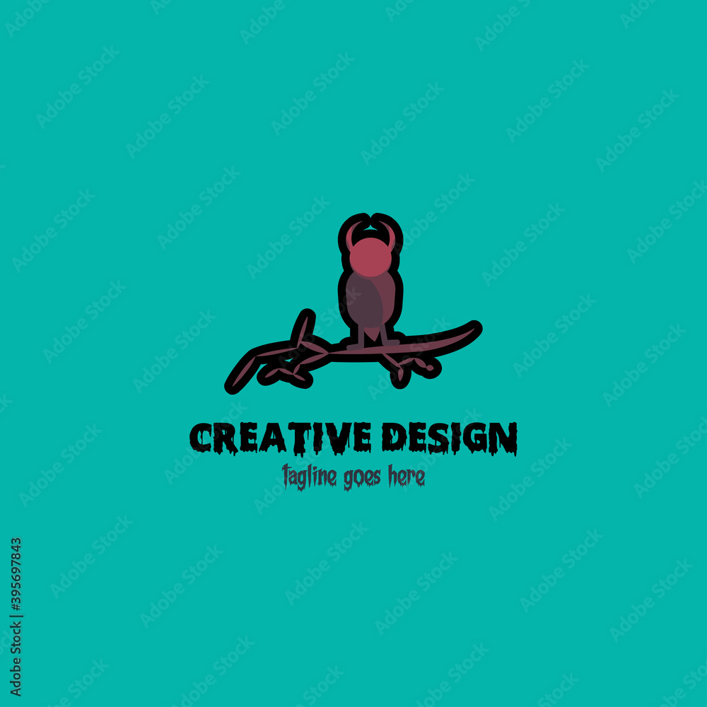 Halloween Bat on A Tree Branches Creative Design Vector Logo Design Halloween Bat on A Tree Branches Creative Design Vector Logo Design