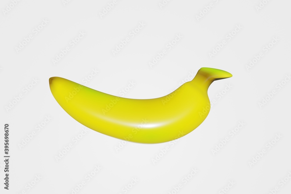 Yellow ripe banana with isolated on a white background as 3d render.
